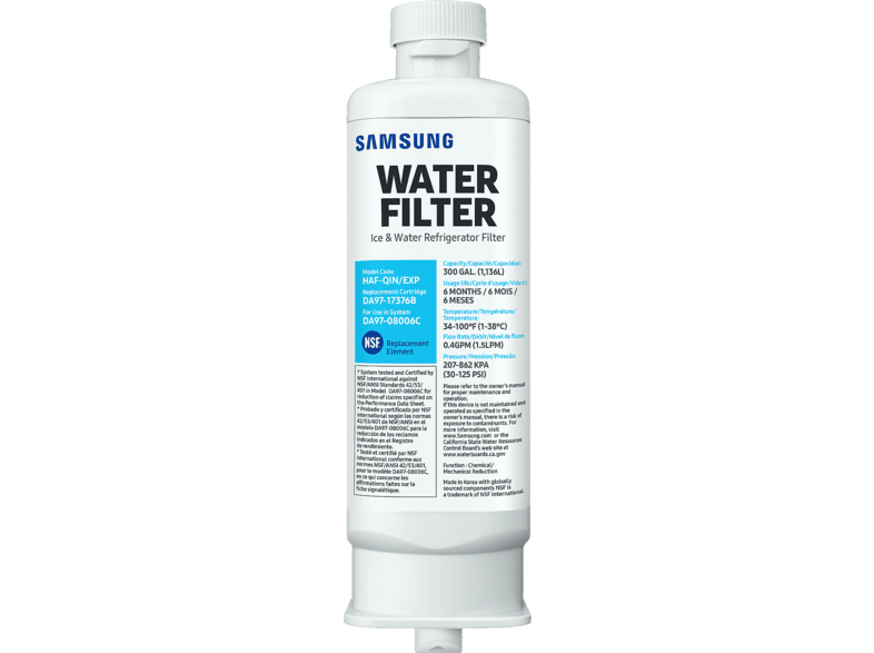 Filtro de agua - Samsung HAF-QIN/EXP, 1136 l, Cartucho filtro agua, Blanco