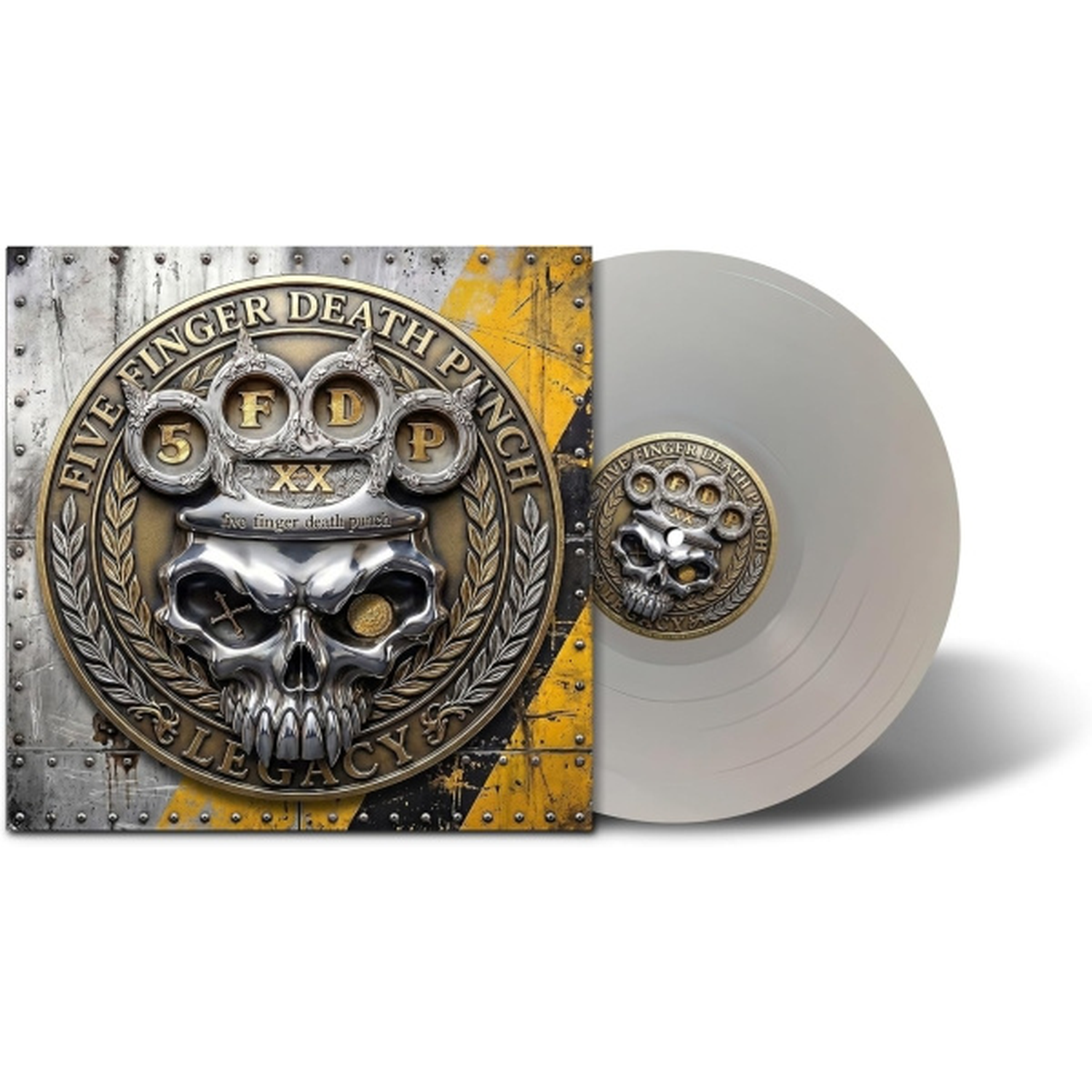 Vinylplaat met hoes van Five Finger Death Punch met schedel en boksring.