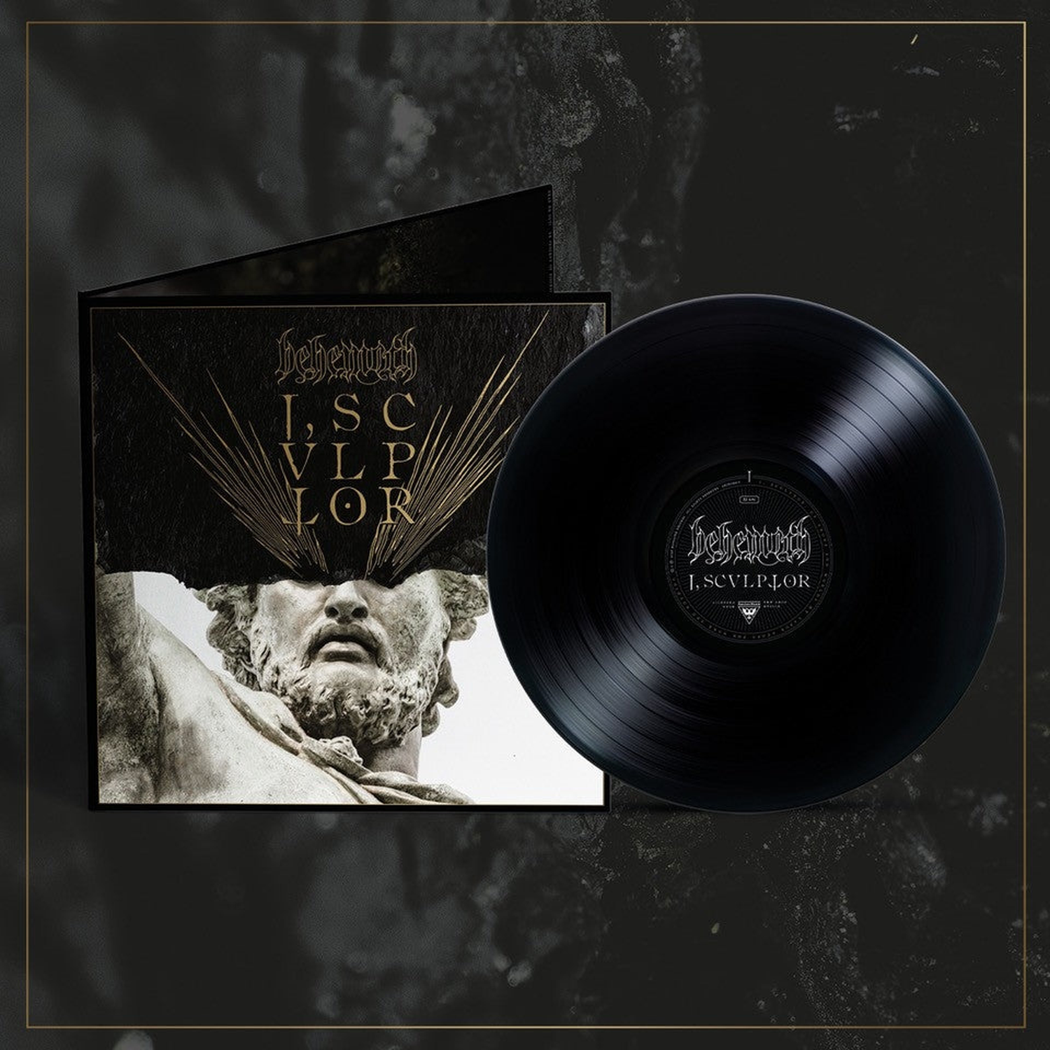 Behemoth I, Sculptor vinylplaat met hoes van een klassiek standbeeld waarvan het gezicht bedekt is met donkere kunst en gouden lijnen.