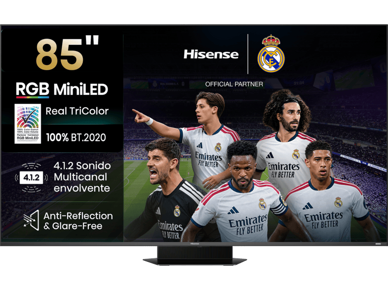 Hisense Tv Rgb Mini Led 85", 85Ur9s, Uhd 4K, Quad Core / Mt9655, Hi-View Ai Engine Rgb, Tuned By Devialet, Anti Reflejo, Negro MediaMarkt