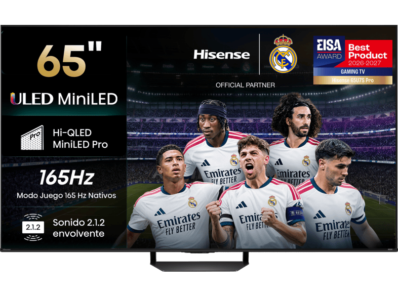 Hisense Tv Mini Led 65", 65U7s Pro, Hdr 4K, Quad Core/Mt9655, 165 Hz Nativos, Hi-View Ai Engine Pro, Tuned By Devialet, Negro MediaMarkt