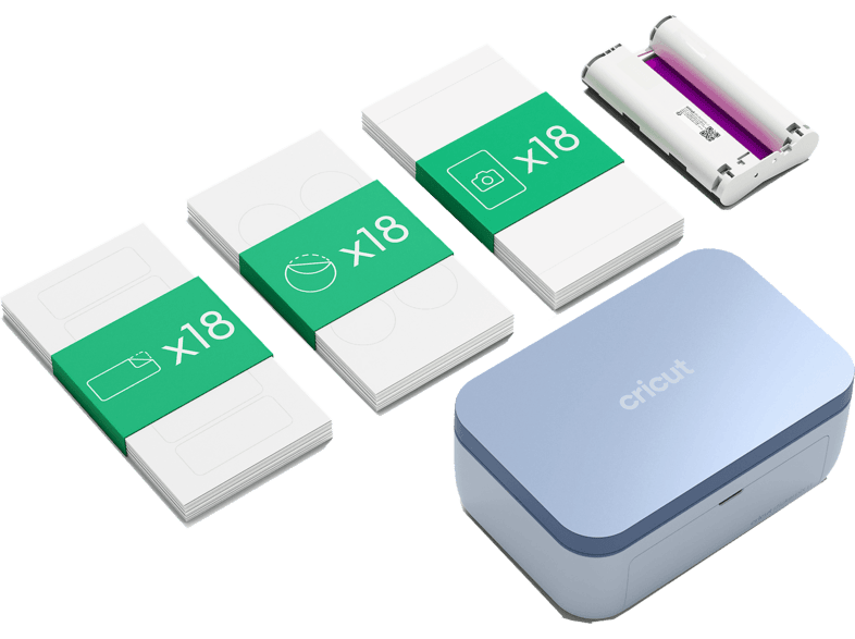 Máquina para pegatinas - Cricut StickerPix Print™ Essential Bundle, Wi‑Fi, Azul