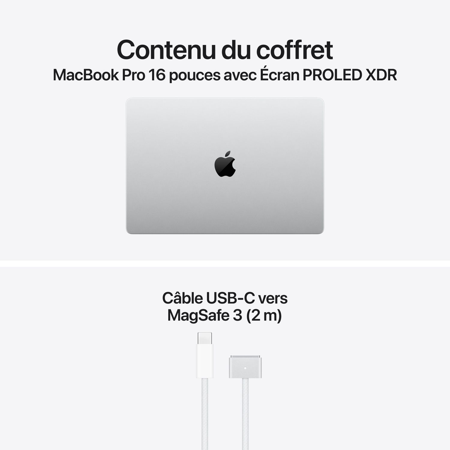 MacBook Pro 16 pouces et câble USB-C vers MagSafe 3.