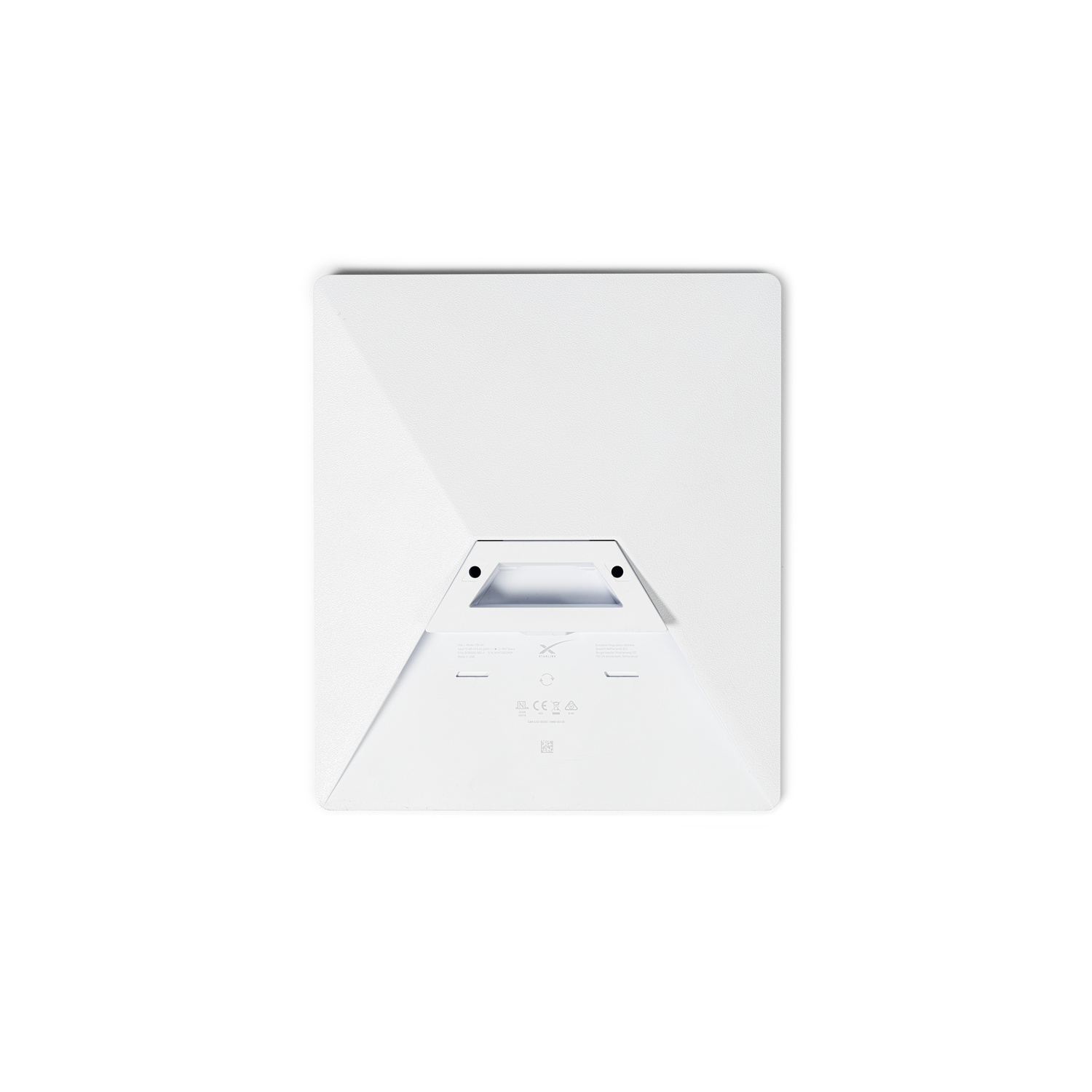 Witte vierkante Starlink Gen 3 routerhouder met een centrale rechthoekige opening.