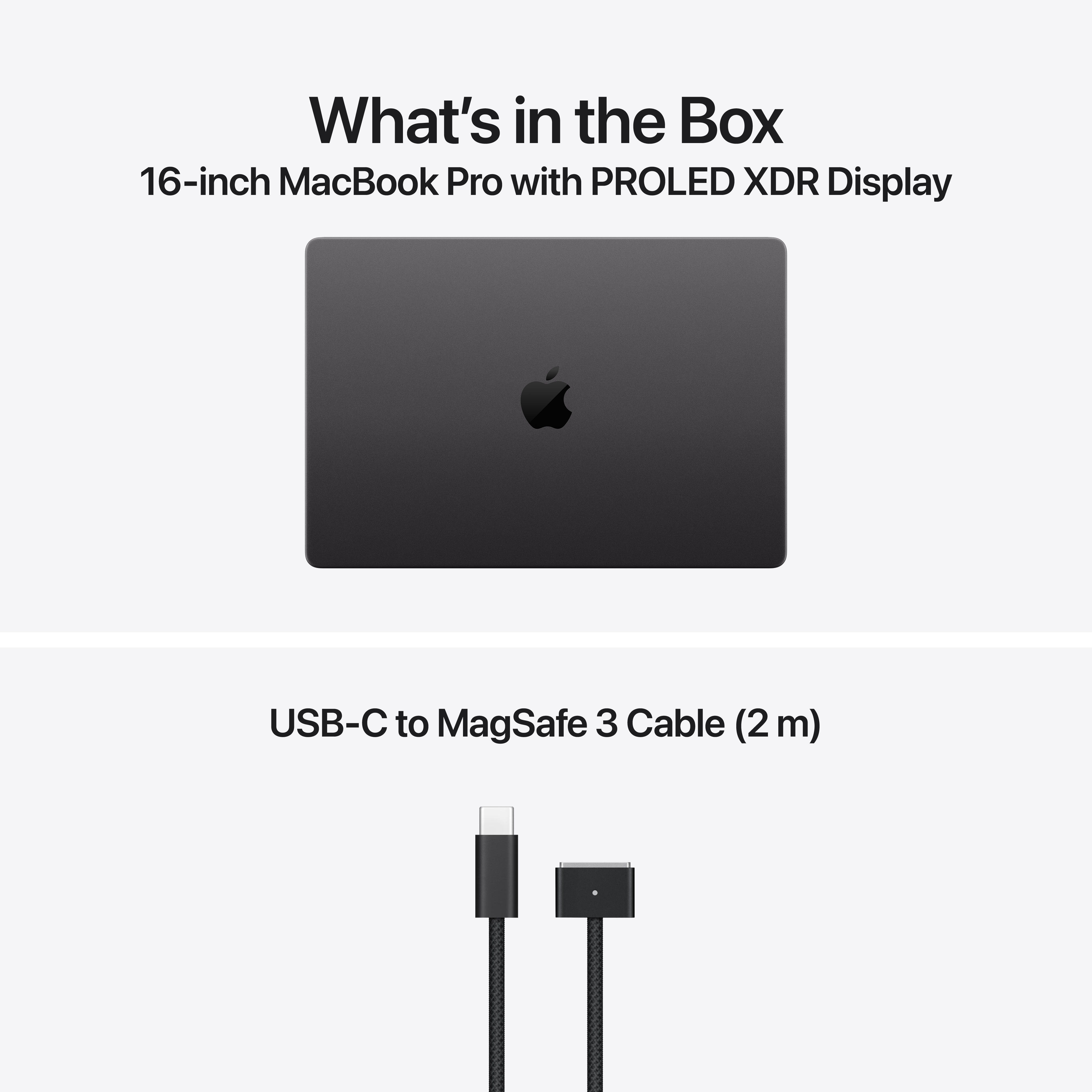 Doboz tartalma: 16 hüvelykes MacBook Pro és USB-C - MagSafe 3 kábel.