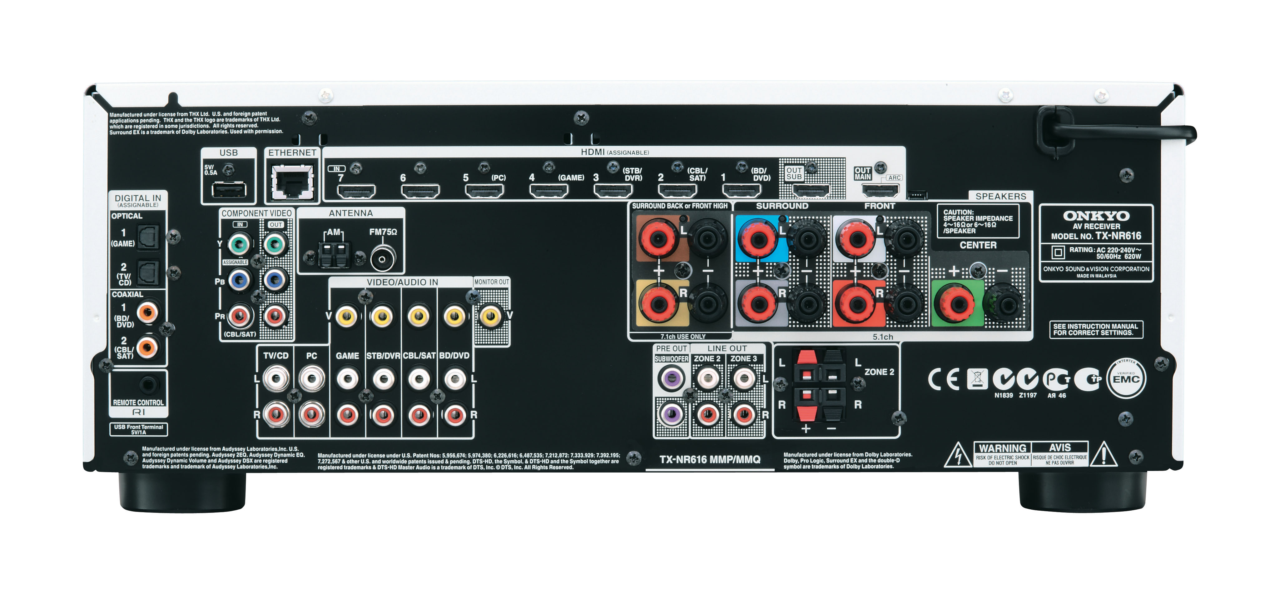ONKYO TX-NR 616 silber AV-Receiver (7.2 Kanäle, Silber)