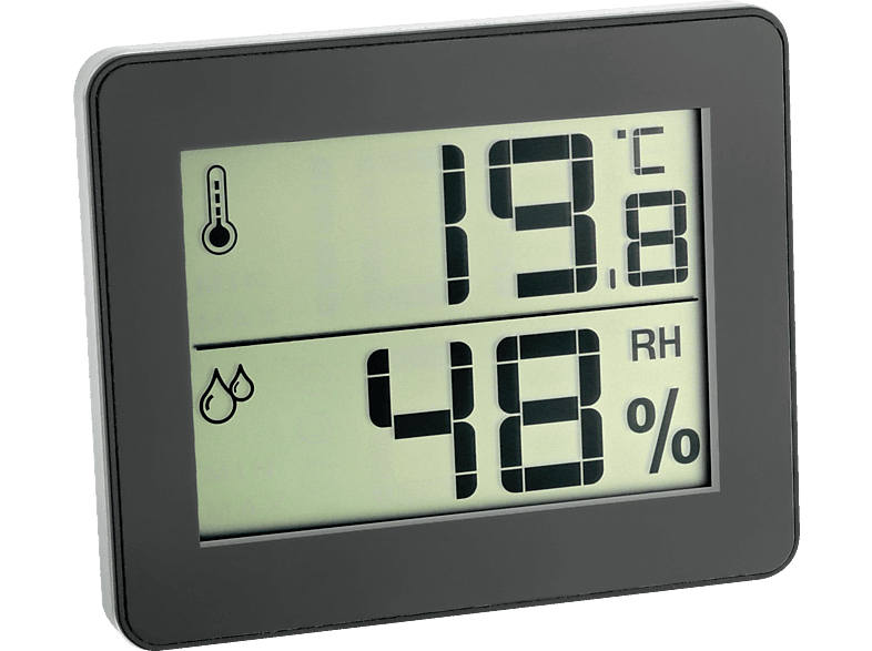 TFA Digitales Thermo-Hygrometer ultra-flach, schwarz
