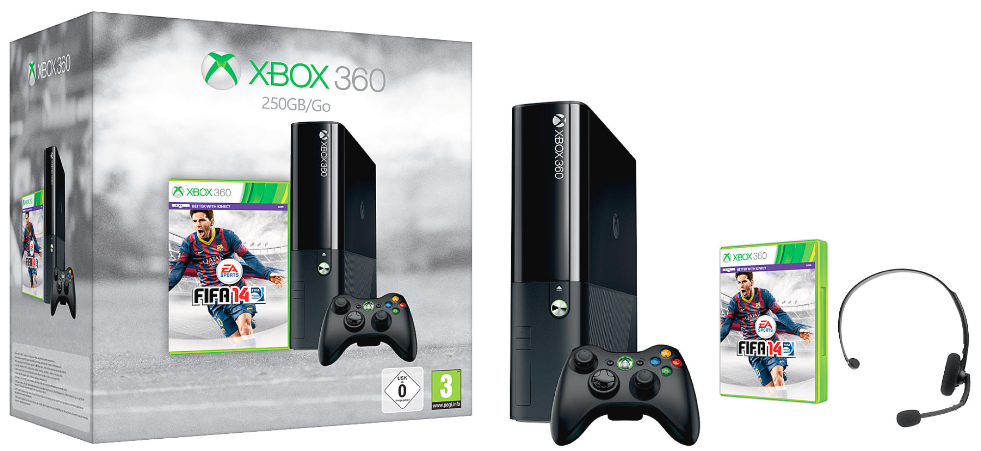 MICROSOFT Xbox 360 250GB Konsole inkl. FIFA 14