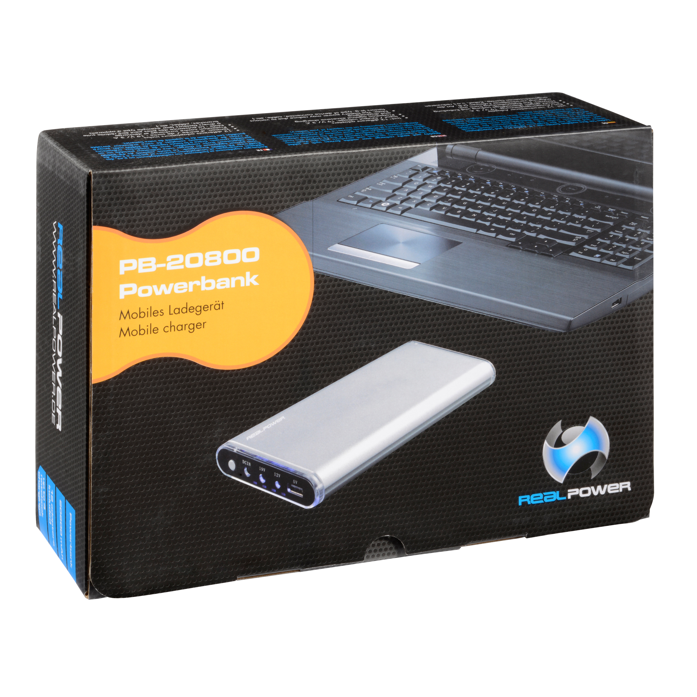 REALPOWER PB-20800 Powerbank, 20800 mAh, Silber