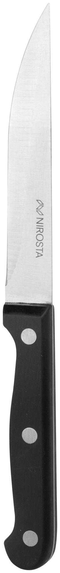 Ein Küchenmesser mit schwarzem Griff und silberner Klinge, auf der 'AVANRSTA' steht.