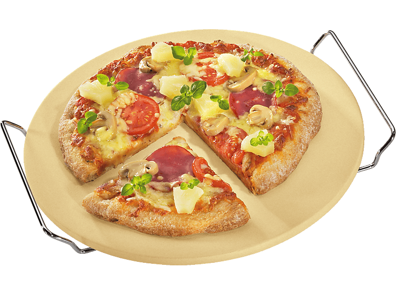 Creme Pizzastein mit Gestell Pizzastein KÜCHENPROFI