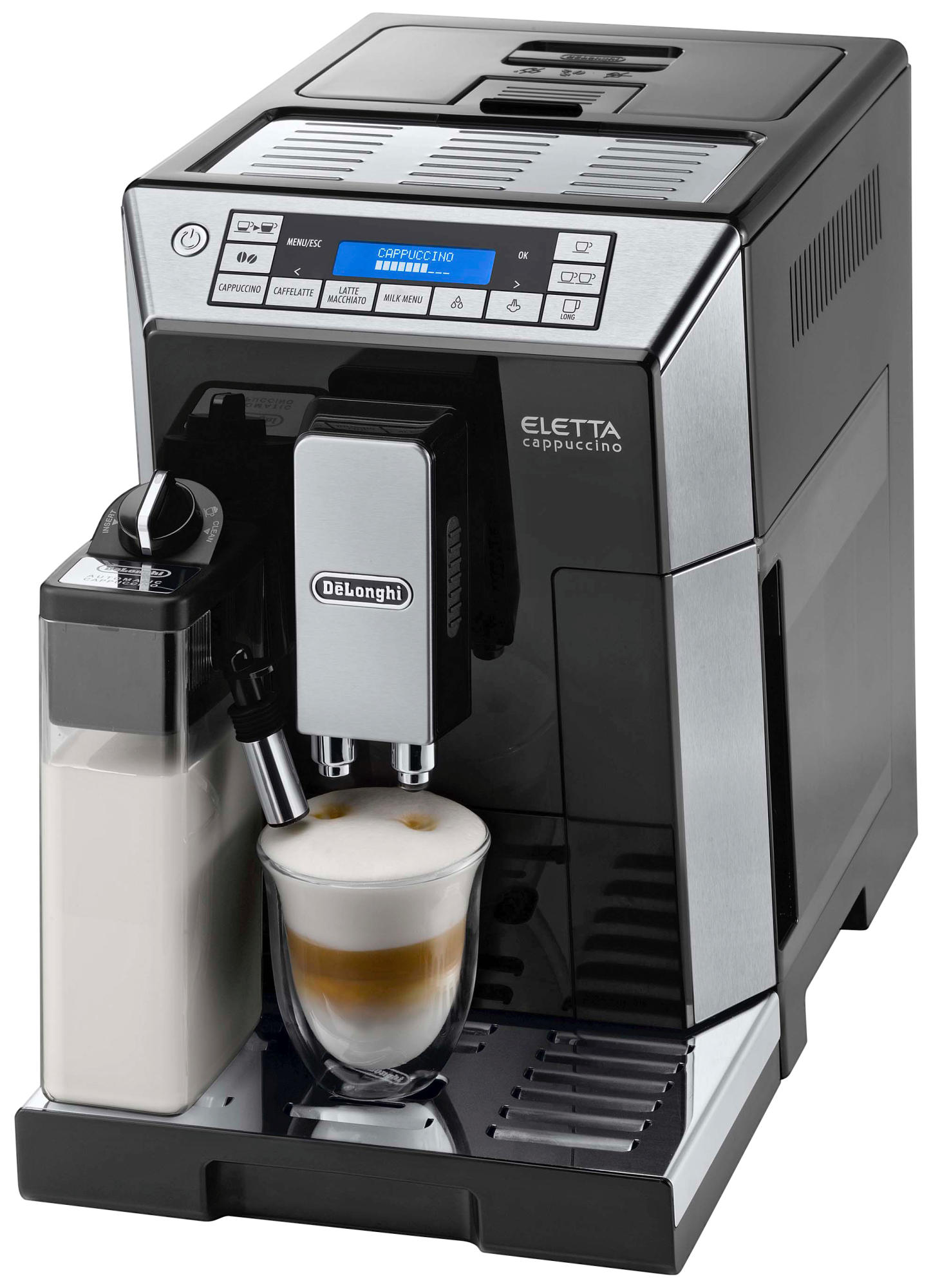 DELONGHI ECAM 45.366.B Eletta Cappuccino schwarz Kaffeevollautomat Schwarz/Edelstahl hochglanz
