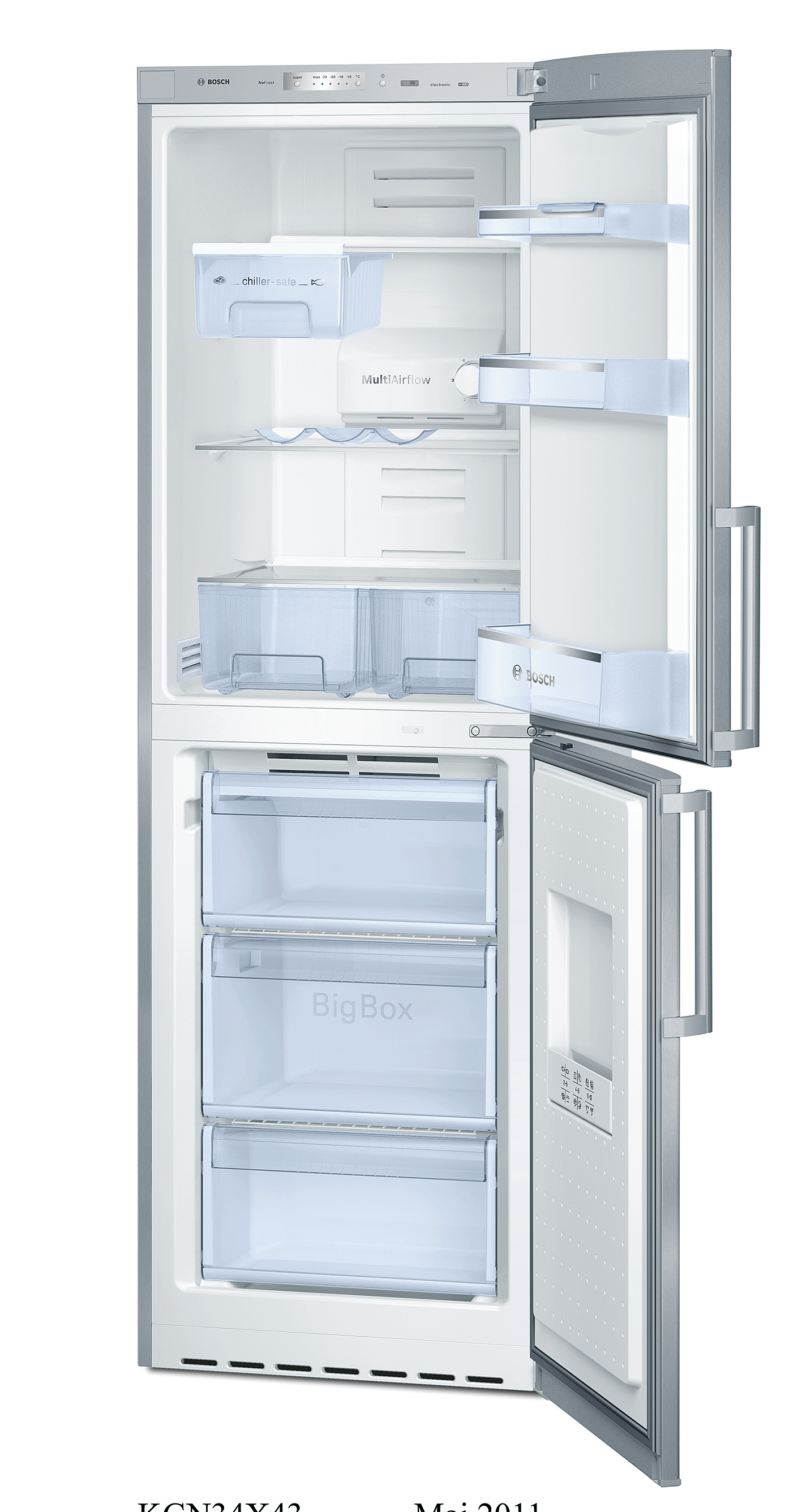 BOSCH KGN34X44 (Spektrum: A+++ - D) A+ Kühlgefrierkombination, 1850 mm hoch, Metalldekor)