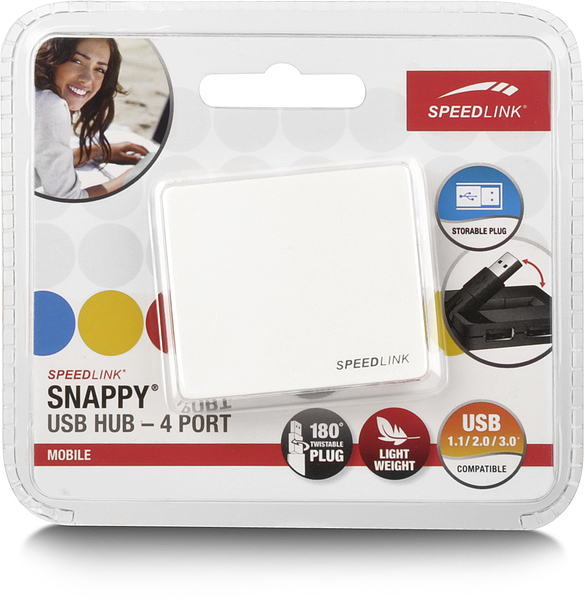 SPEEDLINK Snappy USB Hub 4 Port weiß, USB Hub, Weiß