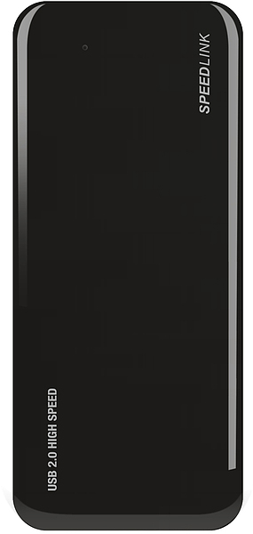 Schwarzes Speedlink USB 2.0 High Speed Gerät. Das Speedlink-Logo ist sichtbar.