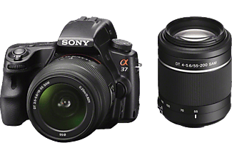 SONY SLT-A37Y+18-55mm+55-200mm Spiegelreflexkamera, 16.1 Megapixel, Objektiv 1: 18 - 55 mm, Objektiv 2: 55 - 200 mm Objektiv, Schwarz