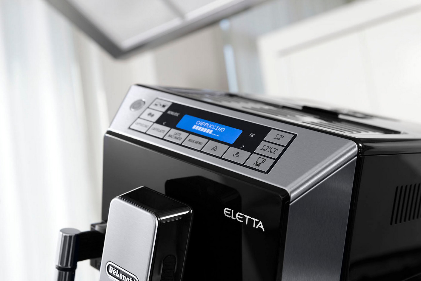 DELONGHI ECAM 45.366.B Eletta Cappuccino schwarz Kaffeevollautomat Schwarz/Edelstahl hochglanz