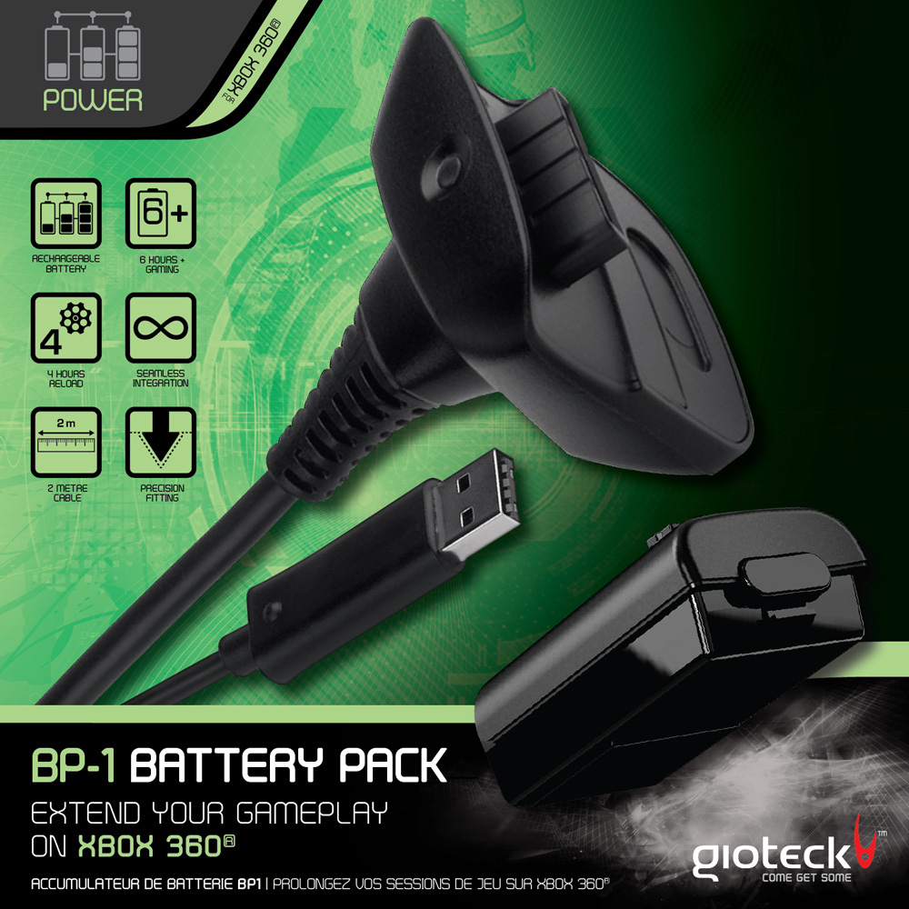 GIOTECK BP-1 Battery Pack mit Ladekabel, Batterie/Akku, Schwarz