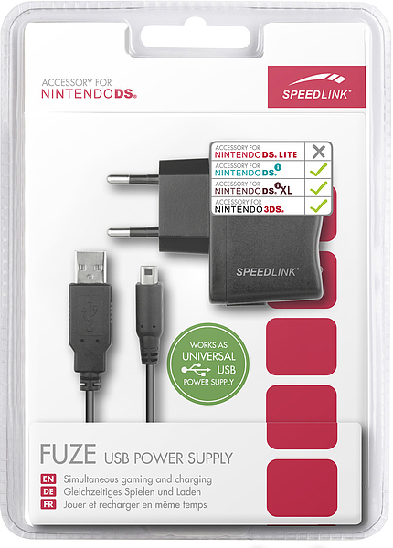 USB Adapter, Ladegerät, FUZE Schwarz Power SPEEDLINK