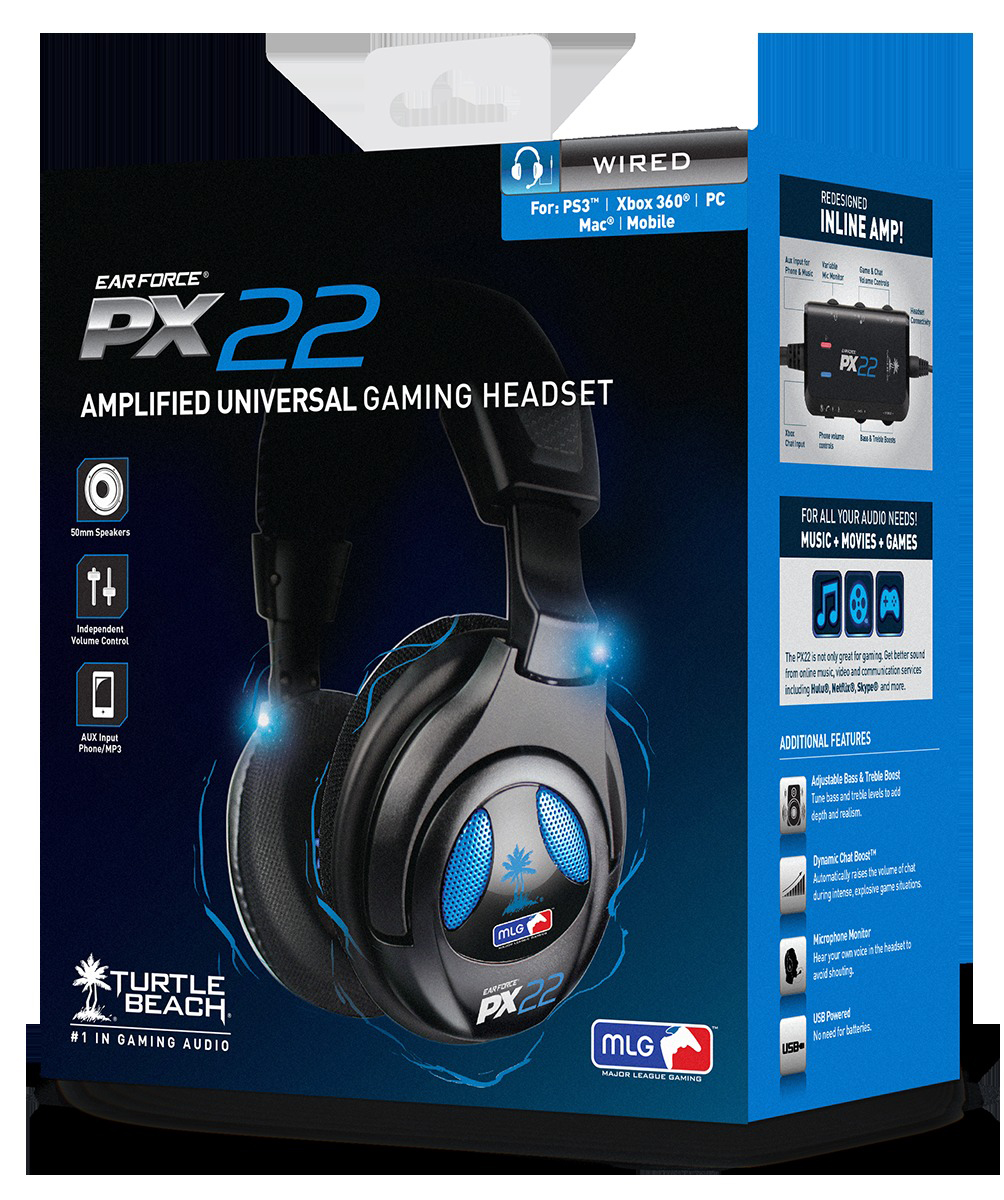 TURTLE BEACH Ear Force PX22 Gaming-Headset Schwarz, Over-ear Gaming Headset Schwarz