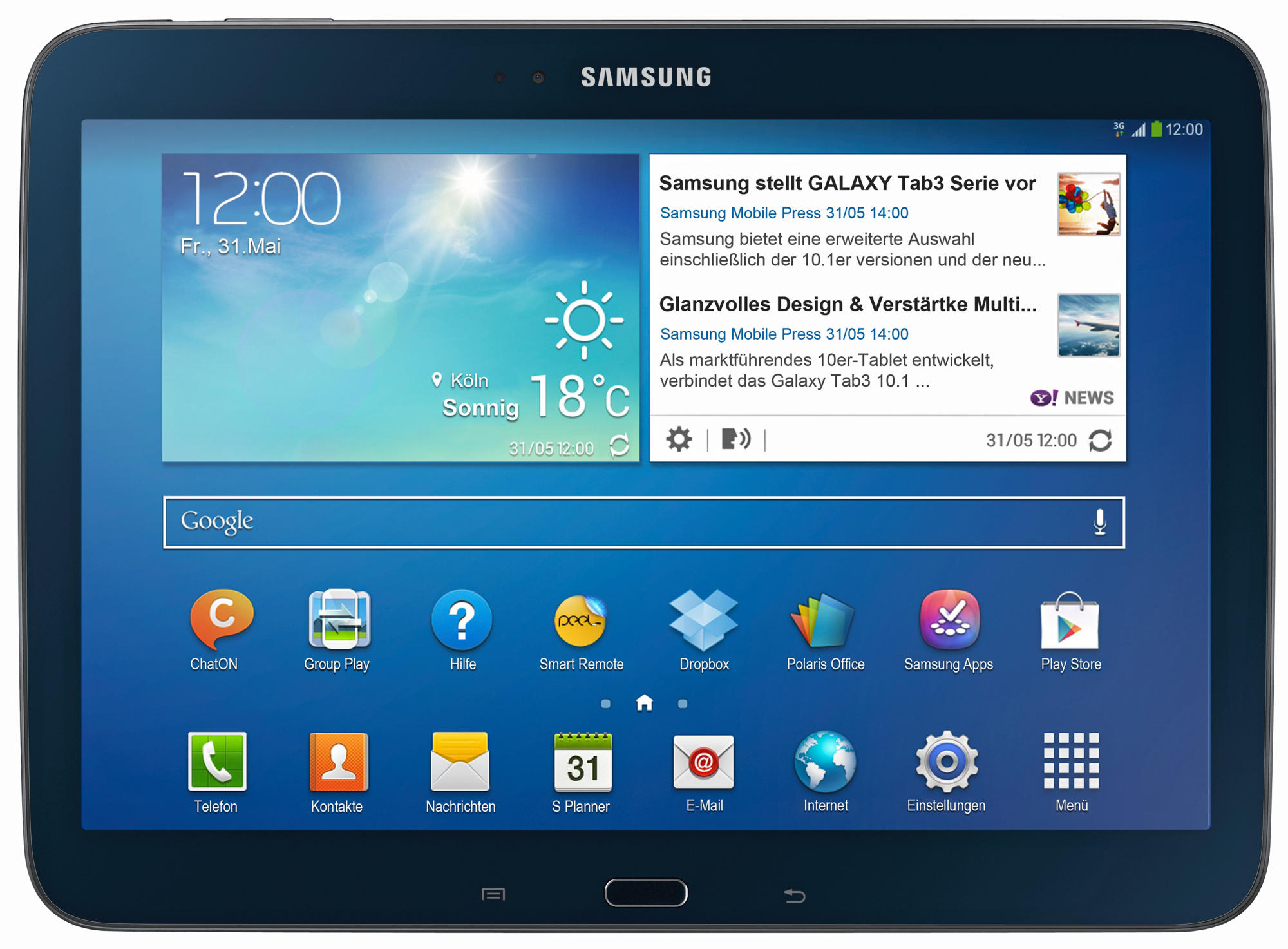 SAMSUNG Galaxy Tab 3 10.1 3G + WiFi 16GB GT-P5200 schwarz, 10,1 Zoll, Schwarz