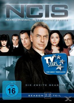 NCIS Staffel 2 DVD-Cover. Cast-Fotos. Blauer Hintergrund mit TV Stars-Logo.
