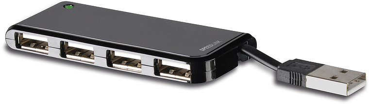 SPEEDLINK USB Hub 4 Port, aktiver USB HUB, Schwarz