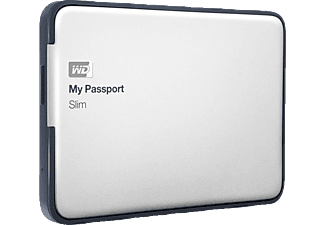 WD My Passport Slim Festplatte, 1 TB HDD, 2,5 Zoll, extern, Silber