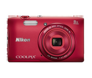 NIKON COOLPIX S3600 Kompaktkamera Rot, 8x opt. Zoom, TFT-LCD