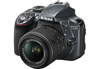 NIKON D3300 Spiegelreflexkamera, 24.2 Megapixel, 18-55 mm Objektiv (VRII), Anthrazit