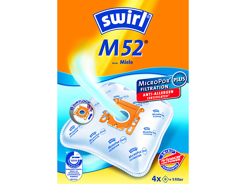Swirl M 52 Staubsaugerbeutel + 1 Filter 4 Stück, passend für: Miele