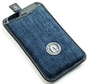 QIOTTI Smart Collection blau mit für kombiniert 5/5S in iPhone schwarz, Apple Jeansstoff, gewaschen blau