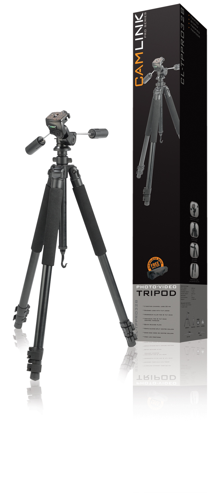 CAMLINK CL TPPRO32B Profesyonel Tripod