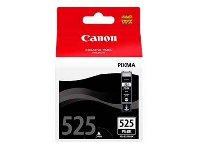 Canon Pixma 525 Tintenpatronenverpackung, rot und schwarz.