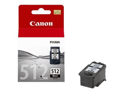 Canon Druckerpatrone. Die Verpackung ist rot und weiß, mit einer schwarzen Patrone.