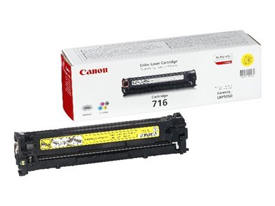 Canon 716 Tonerkartusche in der Box, mit separater Kartusche, weißer Hintergrund.