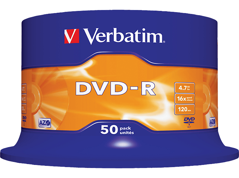 VERBATIM DVD-R 50er Spindel 4,7GB 16x Matt Silver; Rohling