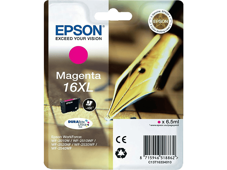 EPSON Füller, 16XL, Magenta, C13T16334012; Tintenpatrone