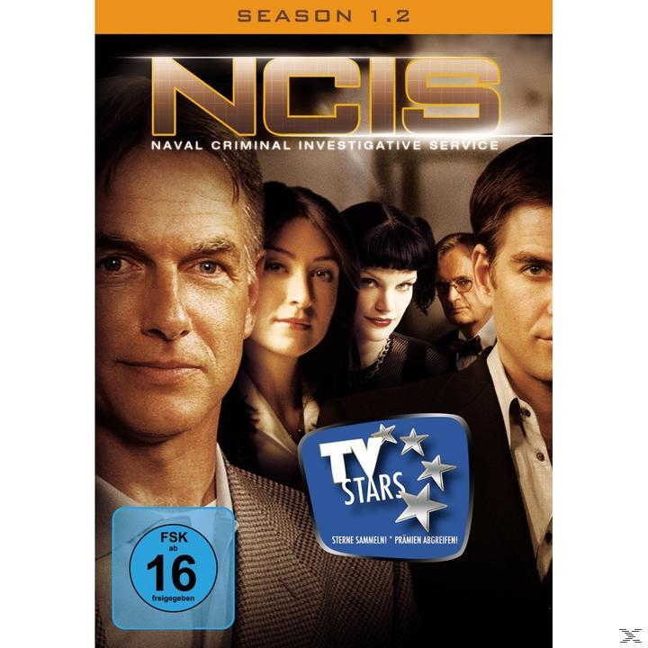 NCIS DVD-Cover: Schauspielergesichter, Titel, Bewertungssymbol.