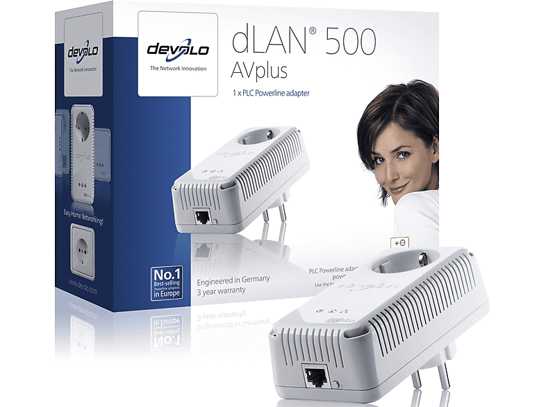 Prise CPL Devolo DLAN 500 AVplus (MT:2349) - 1 Adaptateur 500 Mbps - Occasion