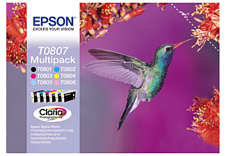 EPSON T0807 Multipack Siyah-Kırmızı-Mavi-Sarı-Açık Mavi-Açık Kırmızı Kartuş