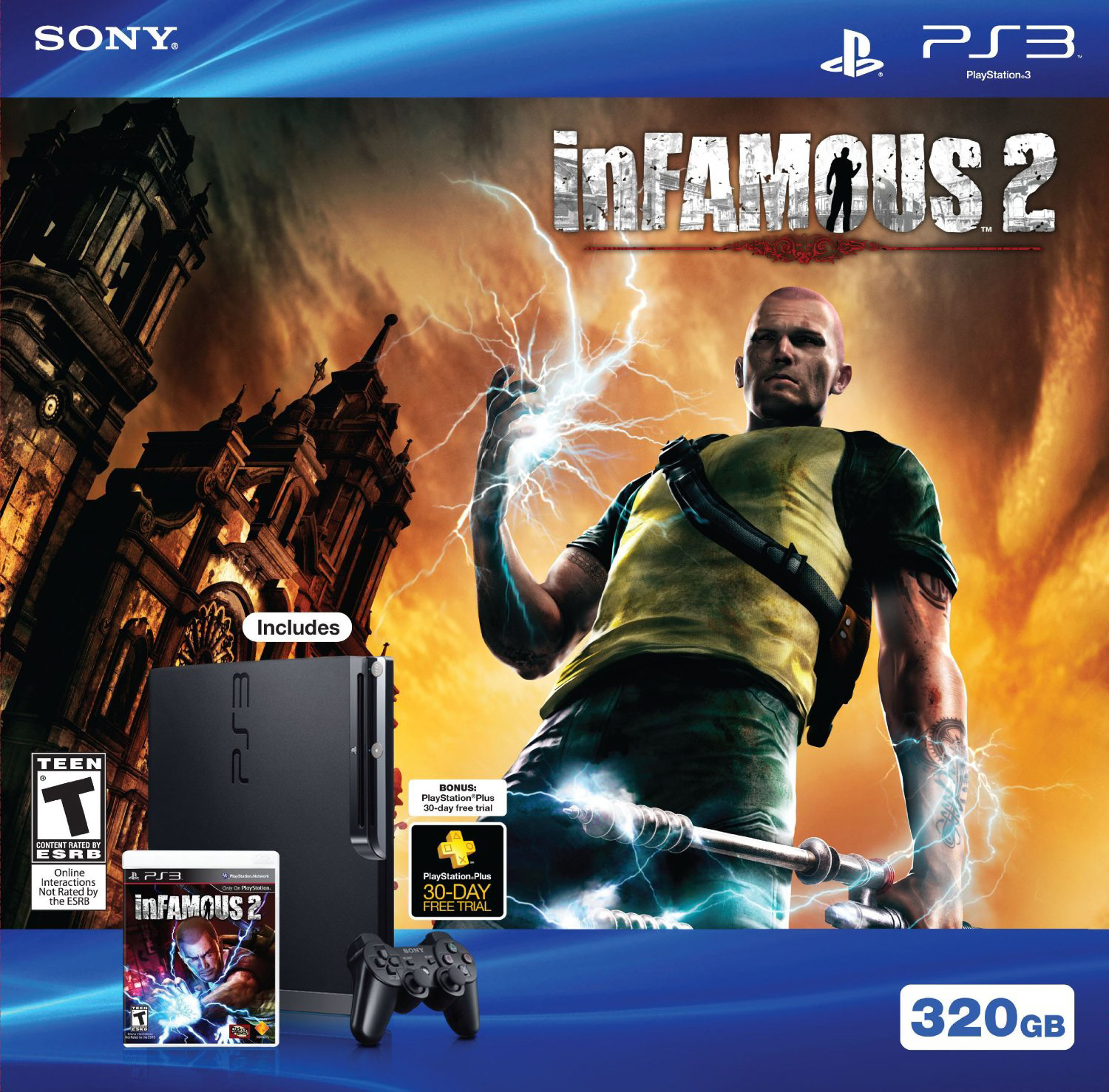 SONY Playstation 3 320 GB Infamous 2 Temalı Konsol Paketi