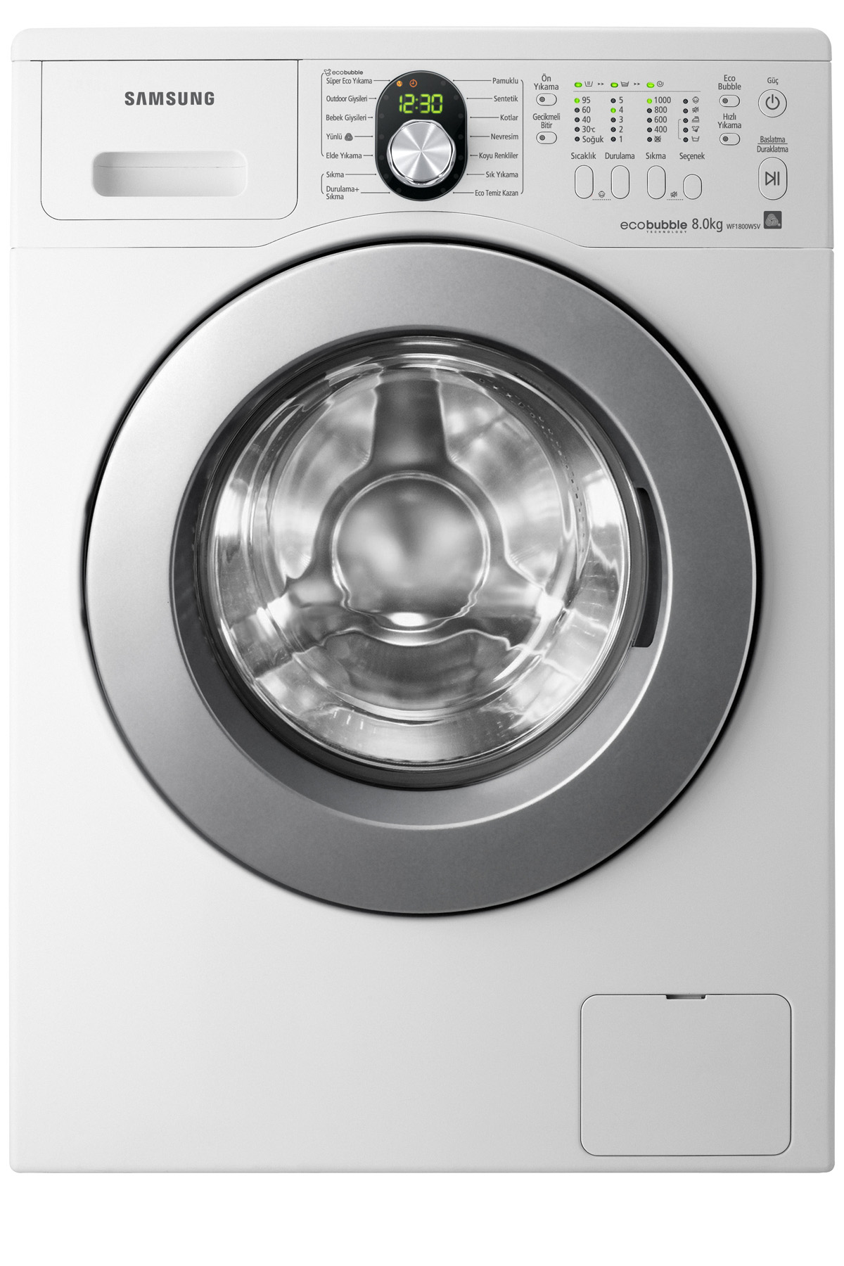 SAMSUNG WF1800WSV 8Kg 1000 Devir A+++ Enerji Sınıfı Çamaşır Makinesi Beyaz