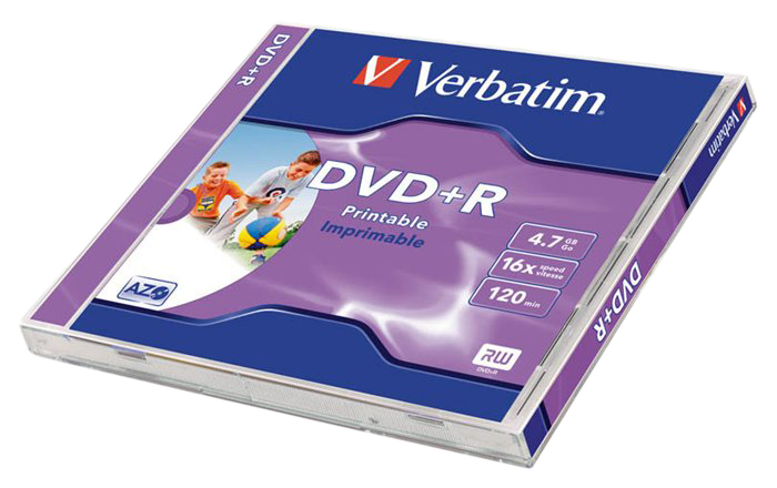 VERBATIM DVD+R lemez 4,7 GB 16x, normál tok, matt nyomtatható felület