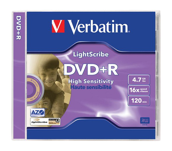 VERBATIM DVD+R lemez 4,7 GB 16x, normál tok, LightScribe
