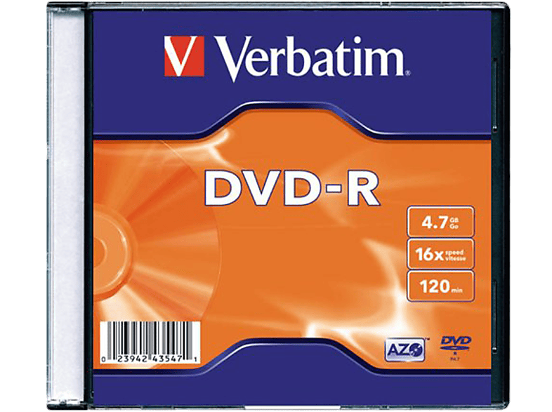 VERBATIM DVD-R lemez 4,7 GB 16x, vékony tok AZO