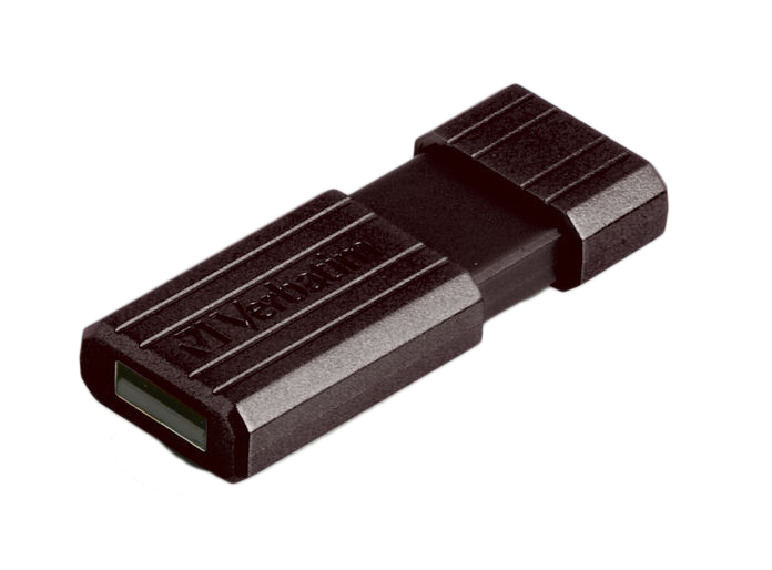 Egy sötétbarna USB-meghajtó. A meghajtó téglalap alakú, szögletes élekkel. A 'Verbatim' logó a tetején dombornyomott.