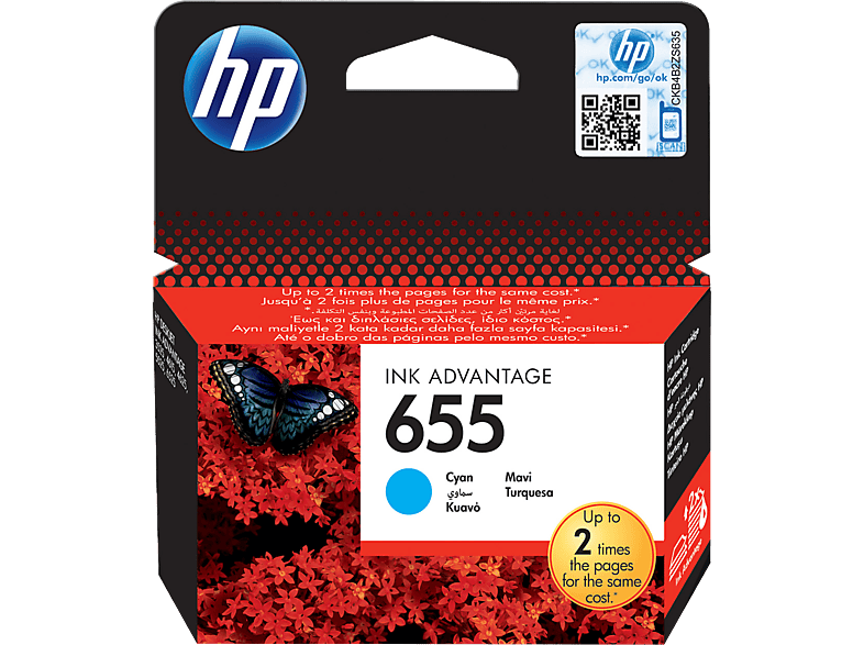 HP 655 ciánkék eredeti tintapatron (CZ110AE)