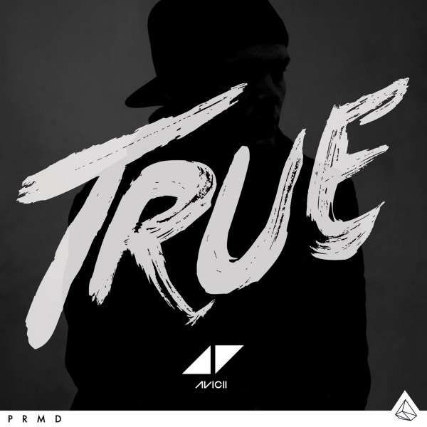 Album borítója, TRUE szóval fehér ecsetvonásokkal egy árnyékos alak felett.