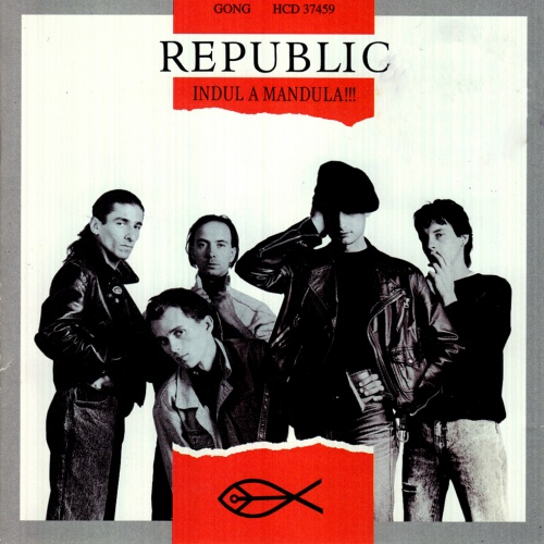 Album borító együttes férfiakkal, piros-fehér dizájnnal. A szöveg Republic.